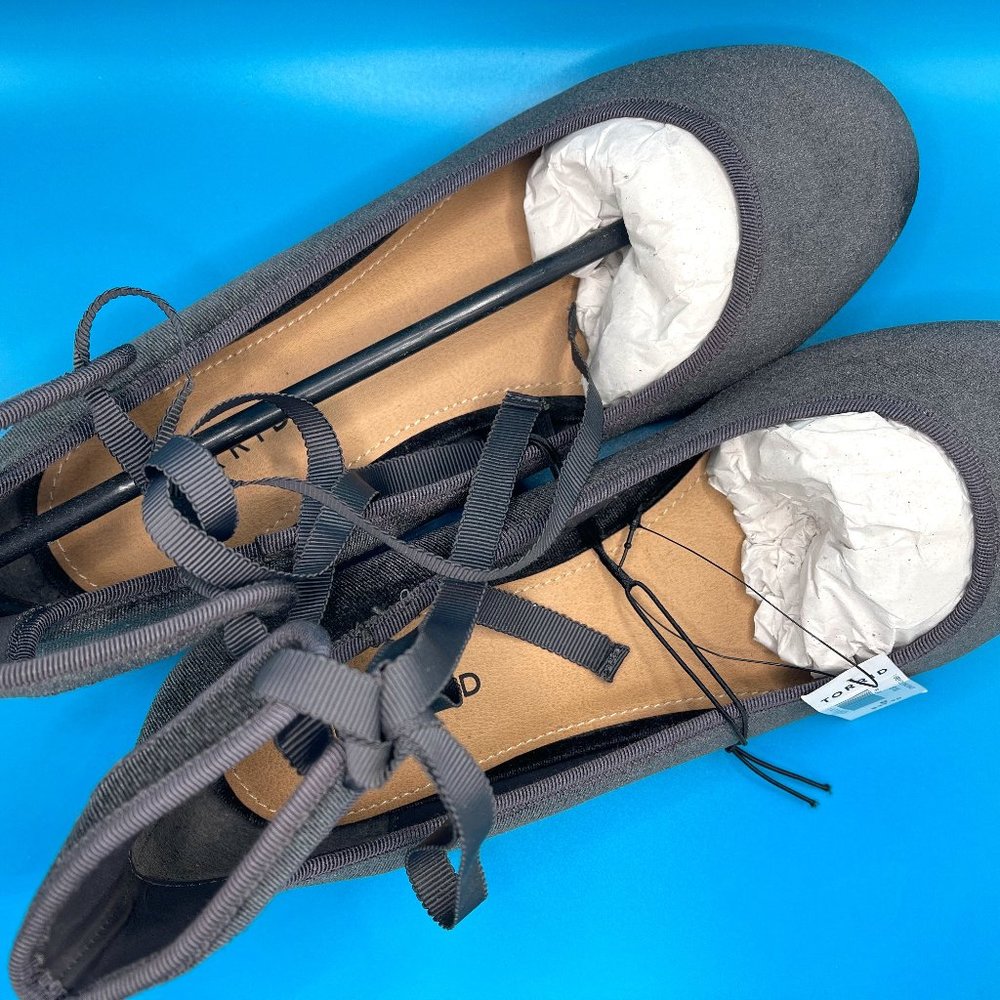 Gray Suede Ballet Flats with Ankle Tie - Size 8 - Torrid